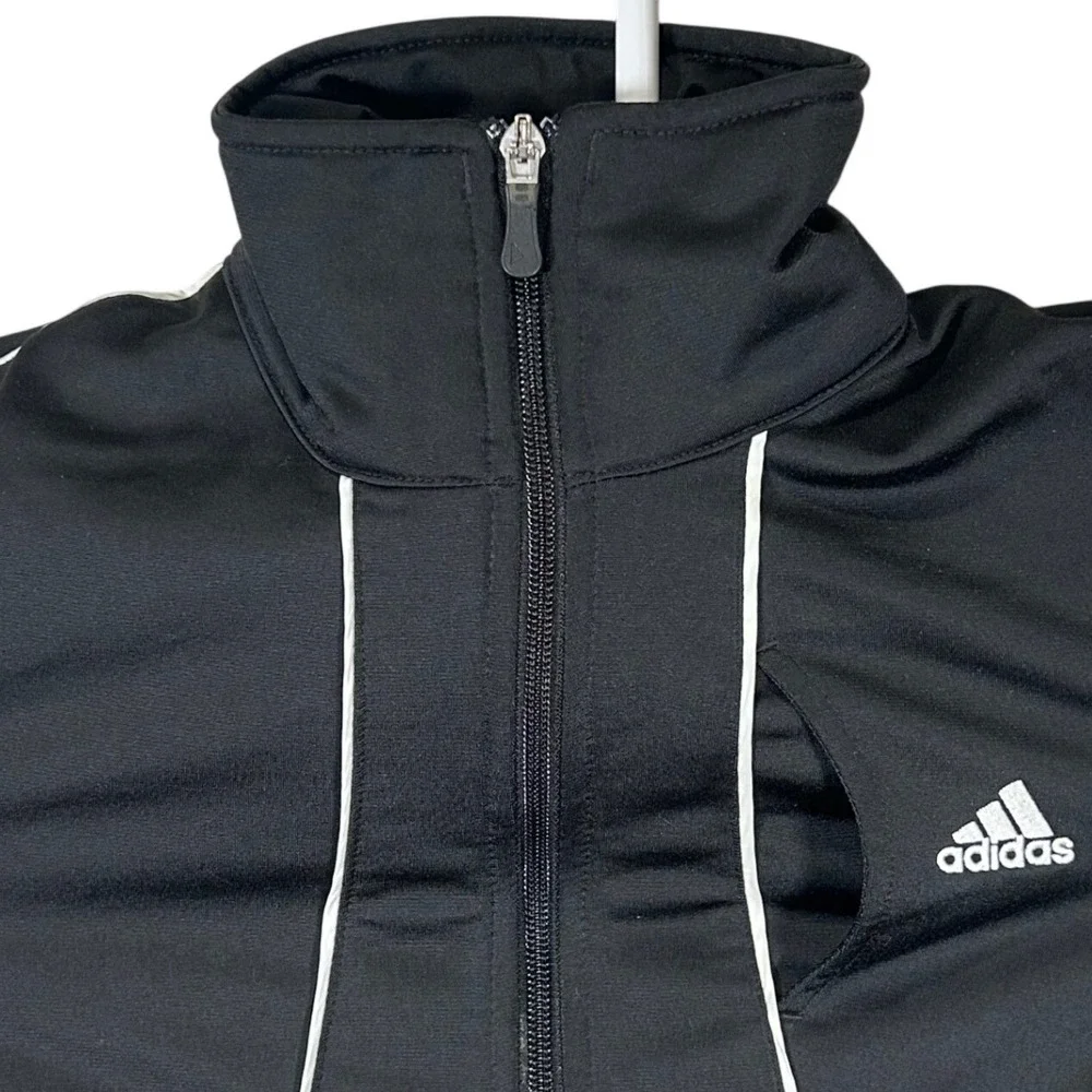 Adidas Kids Black Full Zip Track Jacket White Piping Size‎ Medium